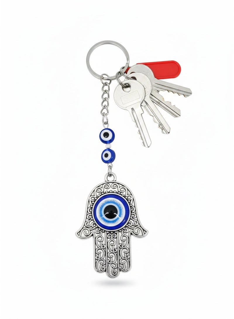 Keychain, Cute Creative Plastic 3D Car Key Ring, Silver Color with Blue Eye, 1 Piece - Image 2